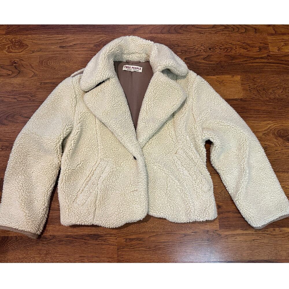 Free People Joplin Cozy Teddy Sherpa Jacket Cream Women's XS Missing Button